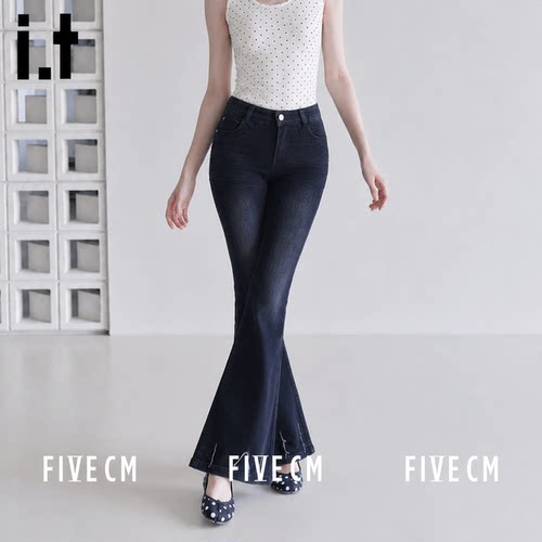 itFIVECM复古高腰牛仔长裤女