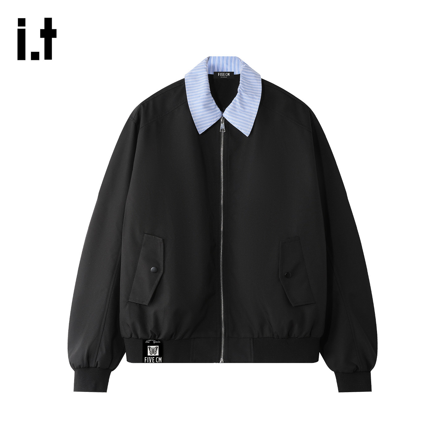 it :5cm/FIVECM青年拼接衬衫领假两件夹克外套男士2025秋冬款上衣