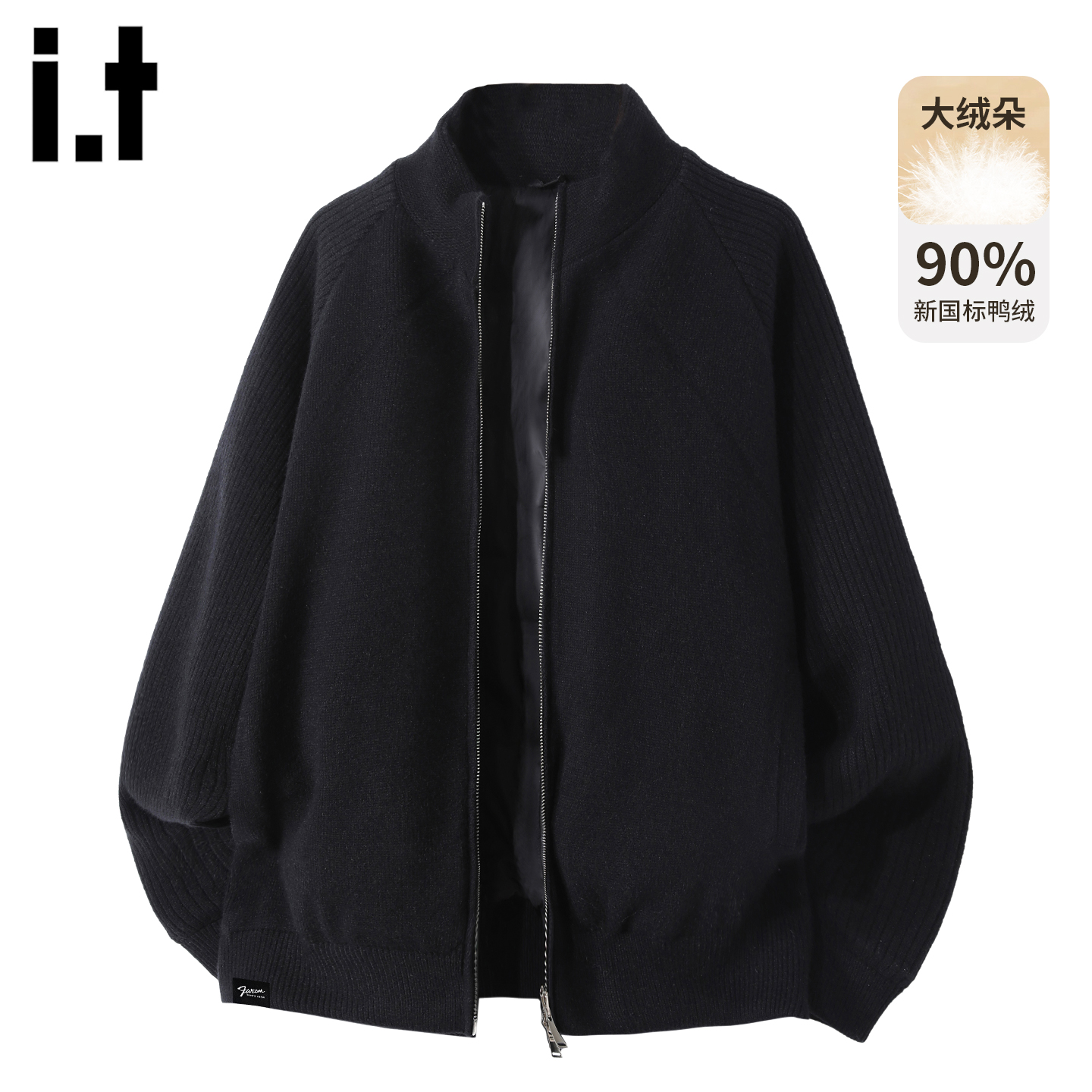 it5cm黑色针织羽绒服