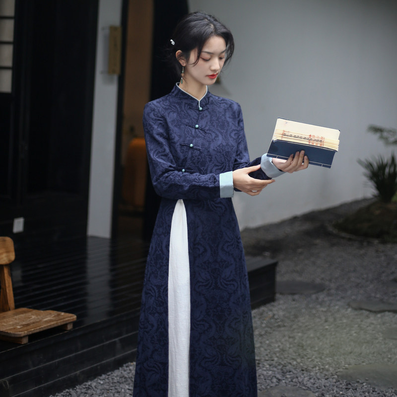 高开叉改良复古旗袍上衣女款2024年新款春季高端新中式禅意茶服仙