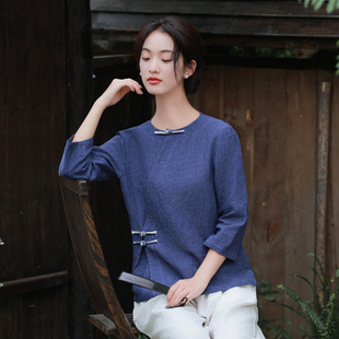 华服女中国风春夏居士服佛系茶艺师服装禅修服新中式工作服茶服