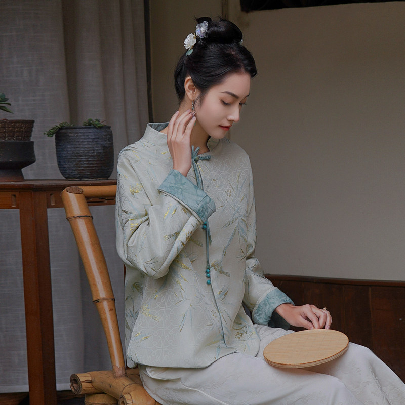 茶服女禅意文艺中国风女装唐装品牌高端刺绣中式上衣春款2024新款