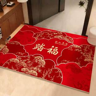 马年入户门地垫PVC进门皮革脚垫门口红色可裁剪免洗玄关门内地毯