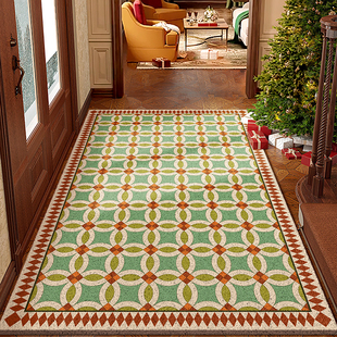 美式 复古高级感入户门地垫玄关脚垫门垫丝圈进门口可裁剪大门地毯