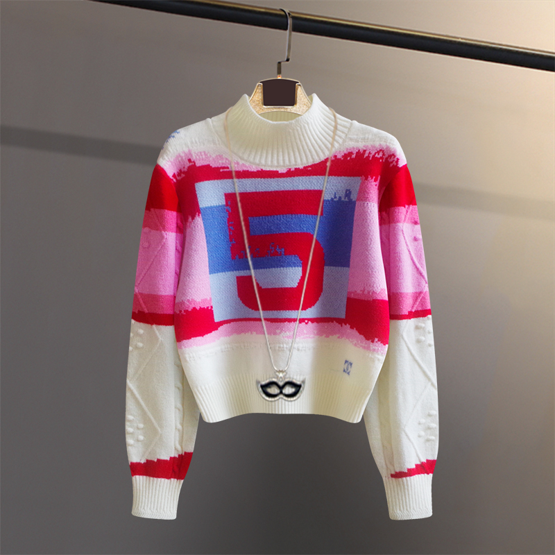 针织套头半高领外穿半高领毛衣