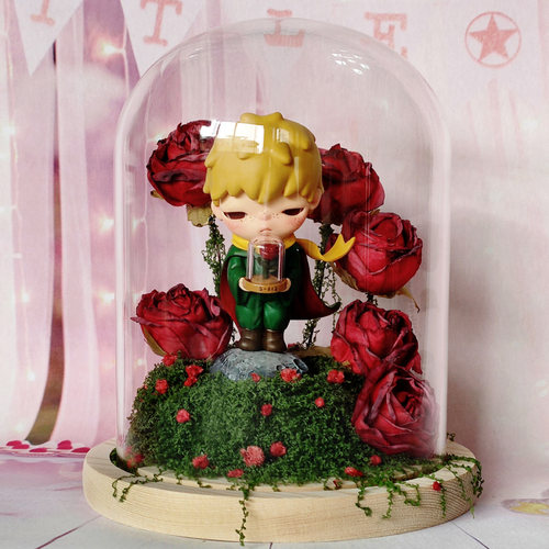 泡泡玛特小野小王子玫瑰防玻璃罩