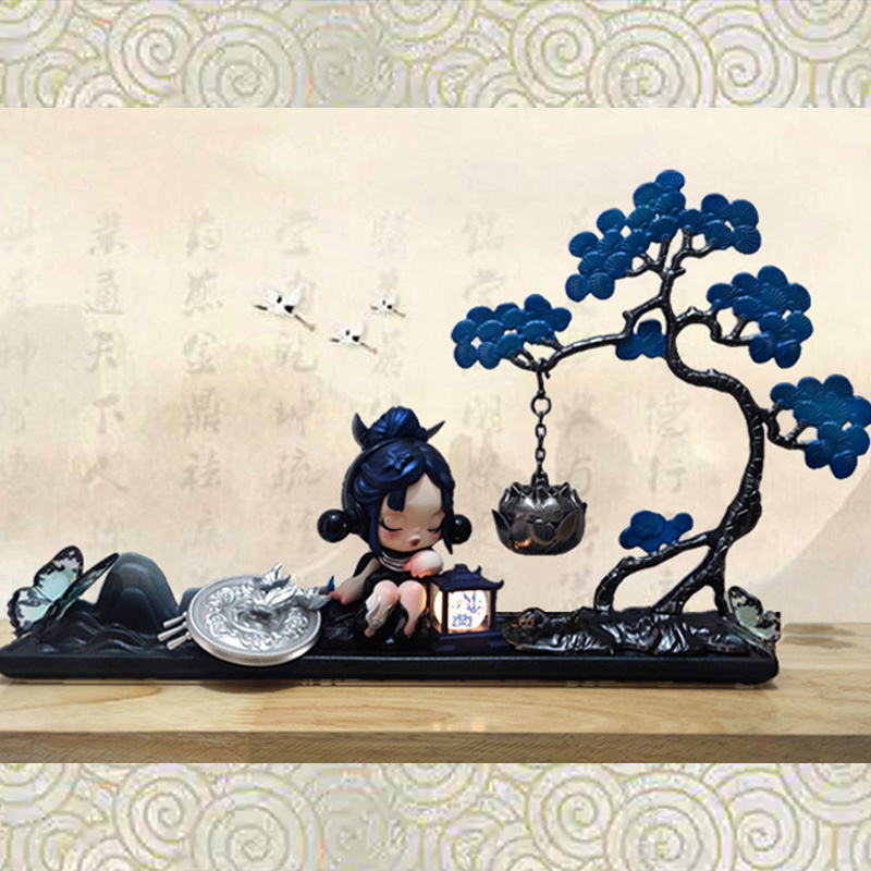 泡泡玛特sp聆蝶造景摆件十四周年无双镇盲盒场景展示底座装饰台