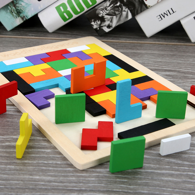 俄罗斯方块积木拼图3到6岁以上幼儿园儿童益智力华容道地图玩具