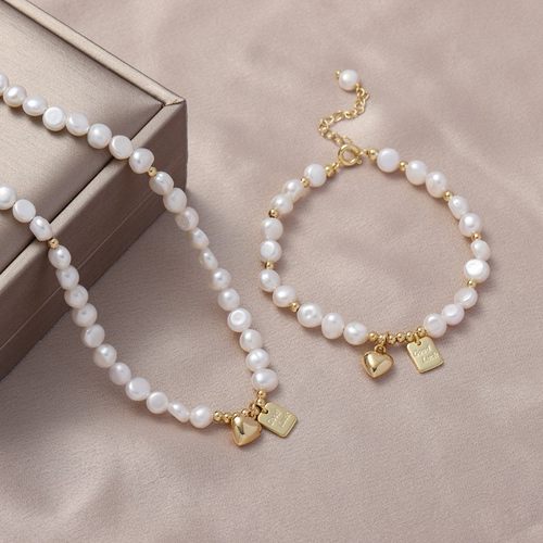 进口巴洛克淡水珍珠项链女生百搭高级感锁骨链轻奢桃心Good Luck