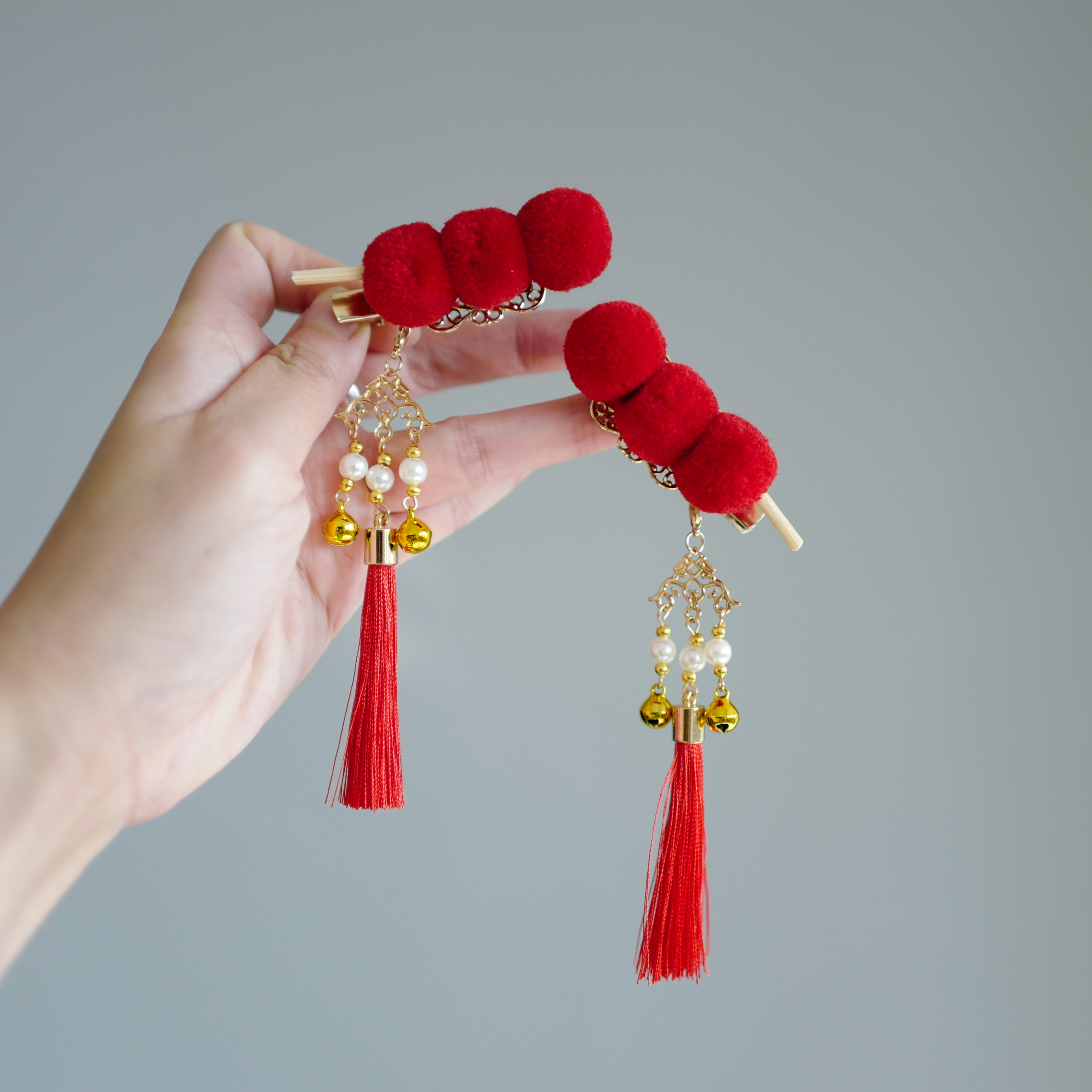 红色毛绒绒糖葫芦流苏发夹儿童新年铃铛装饰古风汉服可爱过年头饰,童装/婴儿装/亲子装,发饰,淘宝优惠券,粉丝福利购,淘宝优惠卷