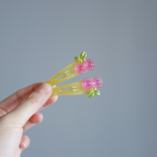 现货儿童发饰甜美可爱樱桃闪粉刘海夹后脑勺碎发夹侧边夹掰掰夹子