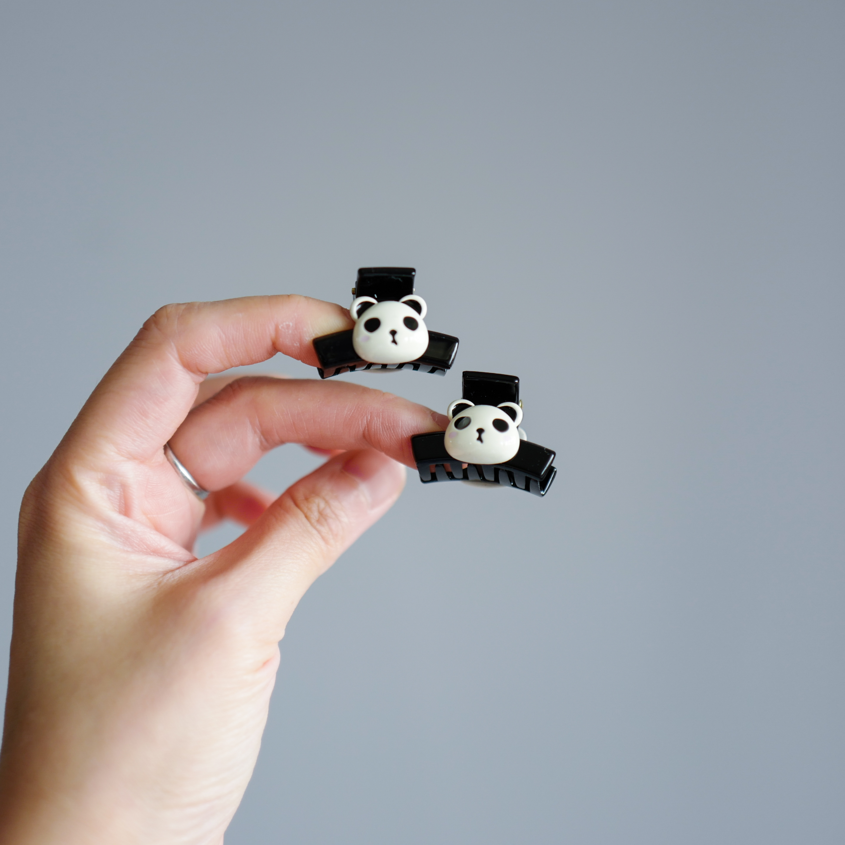 黑色熊猫小号儿童抓夹可爱的