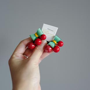 可爱樱桃橡皮筋儿童双头发绳公主发圈马尾扎辫子绕绕头绳皮套发扎