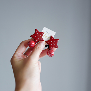 酒红星星儿童双头缠绕发绳小女生对扎好用双头橡皮筋加粗头绳发圈