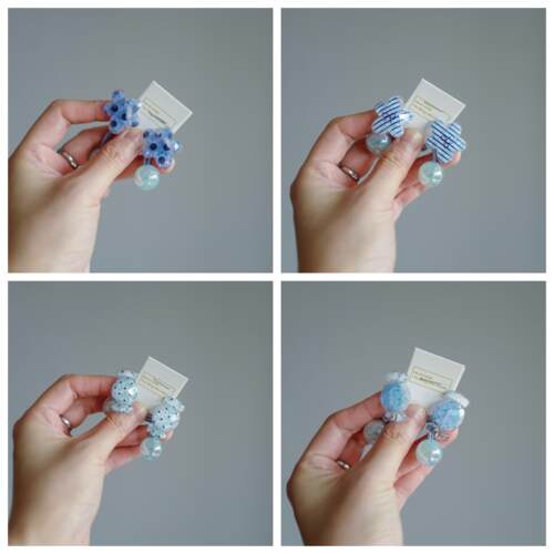 蓝色系儿童发圈女童双头发绳小女生对扎头绳女孩橡皮筋发饰皮套