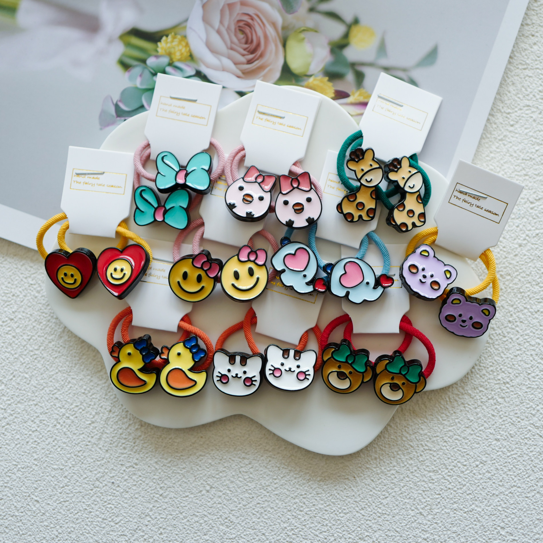 高弹力不伤发卡通儿童小号橡皮筋小女孩对扎发绳皮套小象头绳头绳