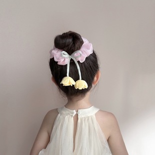 大肠圈发绳女孩子小清新花朵飘带头绳不伤发头花马尾扎丸子头饰