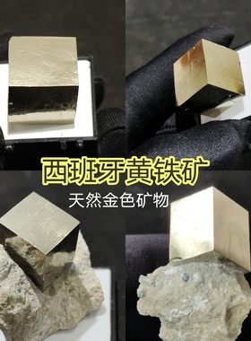 精品西班牙黄铁矿单晶天然矿物创意摆件科普文创礼物小众盲盒收藏
