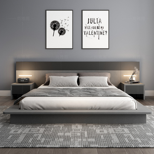 日式榻榻米床现代简约2021年新款1.5米主卧室大床落地矮床地台床