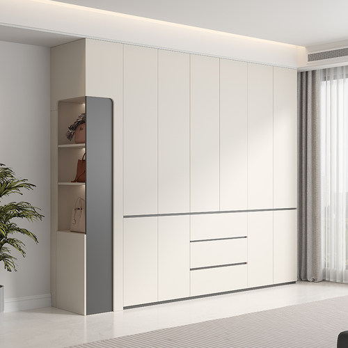 新款免拉手ENF级衣柜实木定制到顶分段式卧室家用现代简约大衣橱