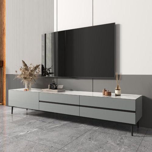 现代岩板储物电视柜茶几组合