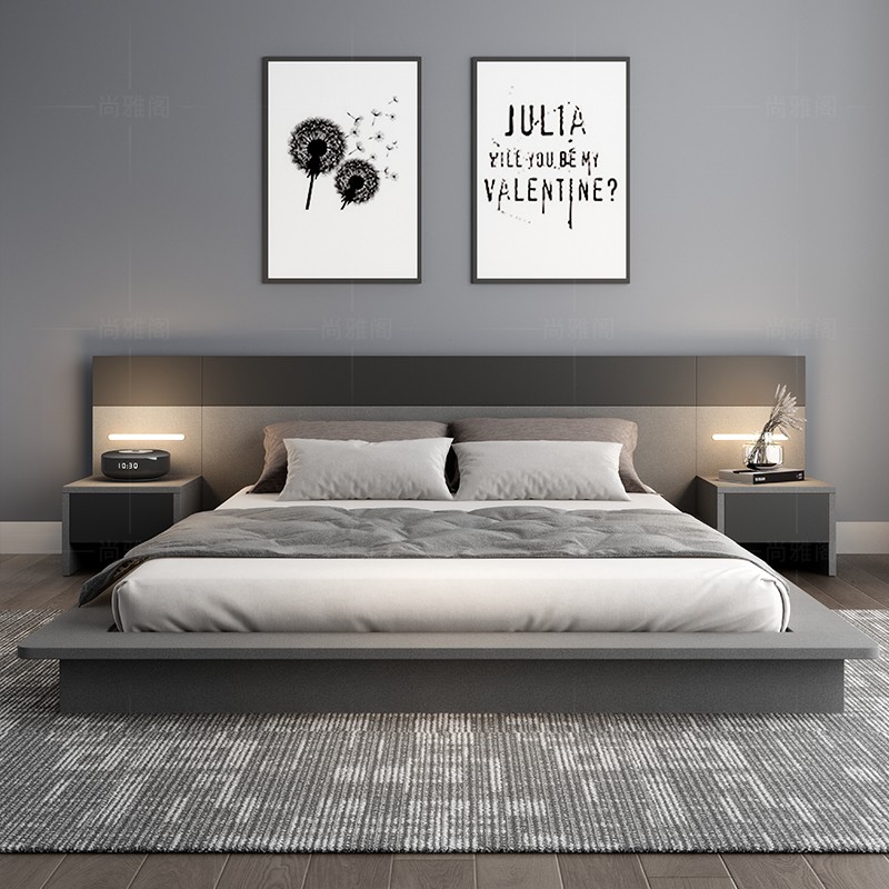 日式榻榻米床现代简约2021年新款1.5米主卧室大床落地矮床地台床