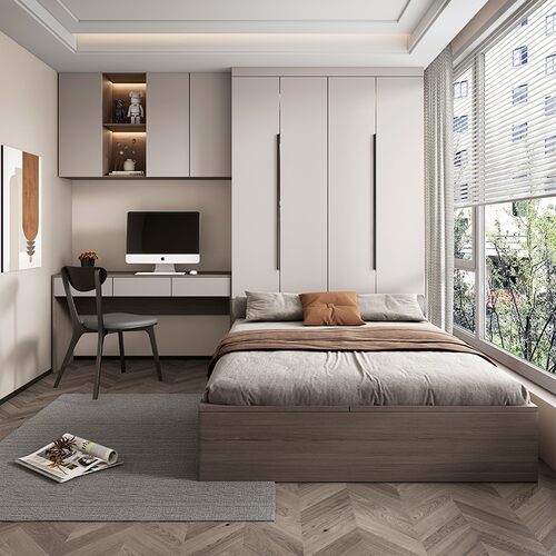 欧松衣柜床一体小户型家用卧室多功能组合实木榻榻米床书桌一体床