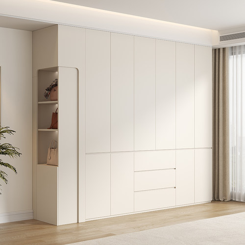 新款免拉手ENF级衣柜实木定制到顶分段式卧室家用现代简约大衣橱