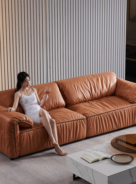 大象耳朵免洗科技布艺沙发baxter意式极简客厅四人位直排羽绒沙发