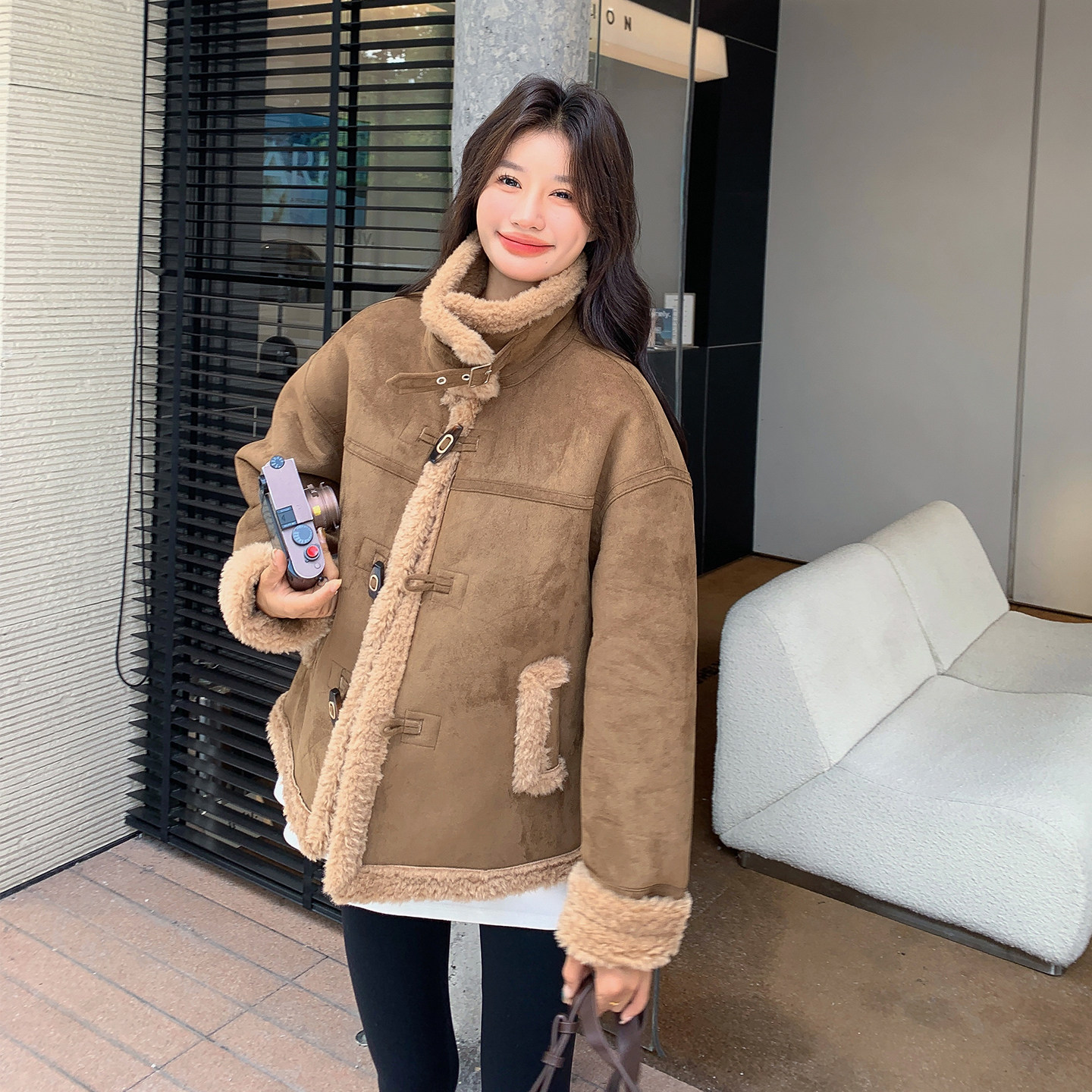 【档口有货】加厚羊羔毛皮毛一体外套2D122-2758-P205控298,女装短外套,2D122
