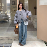 灰色韩系复古短款羽绒服女2025年冬季新款设计感保暖90白鸭绒外套，女装羽绒服，2D122