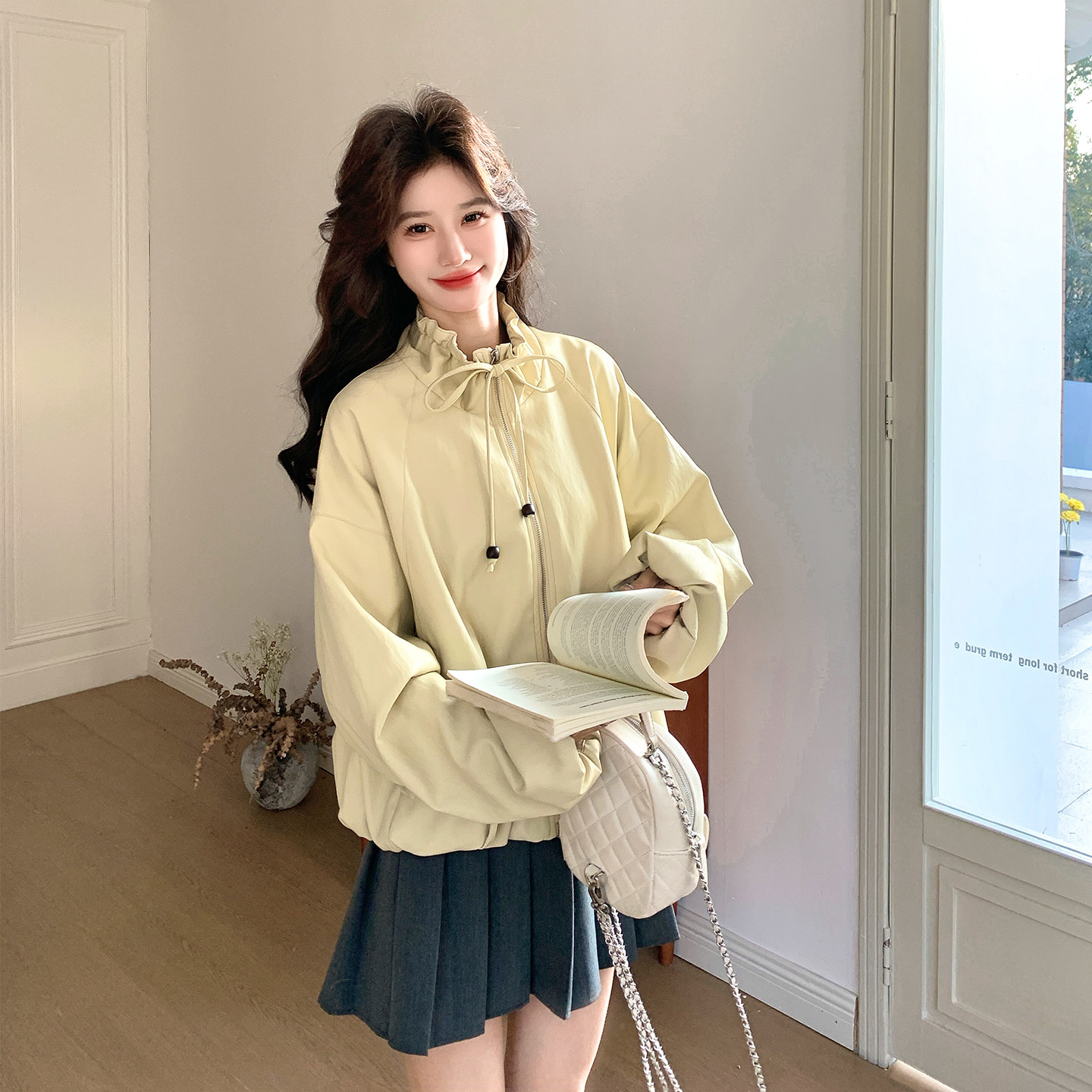 【档口有货】休闲绑带皮衣外套2D122-2803-P150控218,女装短外套,2D122