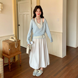 【档口有货】假两件针织+花苞裙2D122-2807-P185控298，女装套装/套裙，2D122