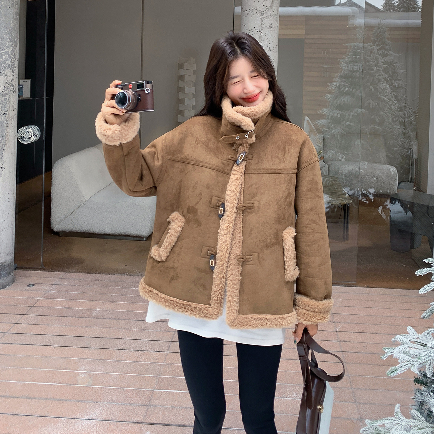 【档口有货】加厚羊羔毛皮毛一体外套2D122-2758-P205控298,女装短外套,2D122