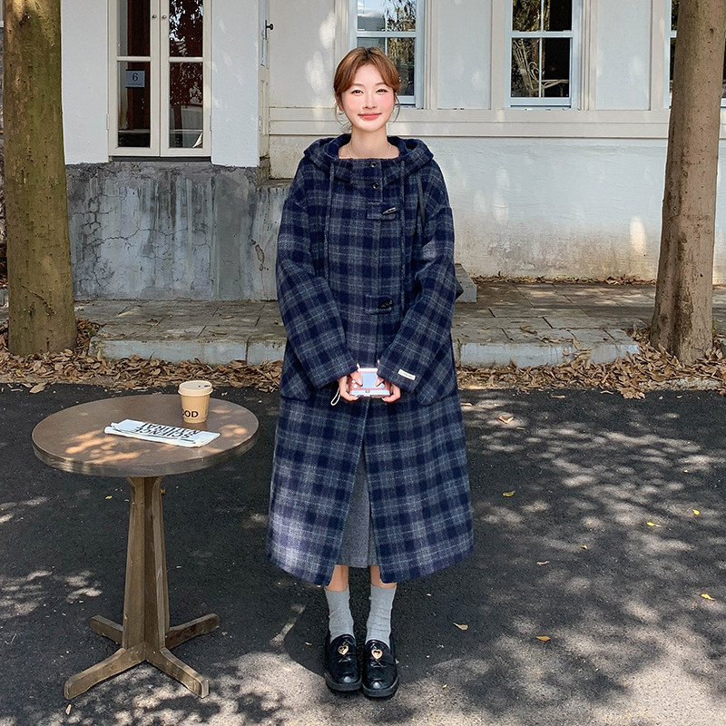 减龄学院风格子双面呢外套女秋冬2025新款巨好看流行高级感呢大衣,女装毛呢外套,2D122