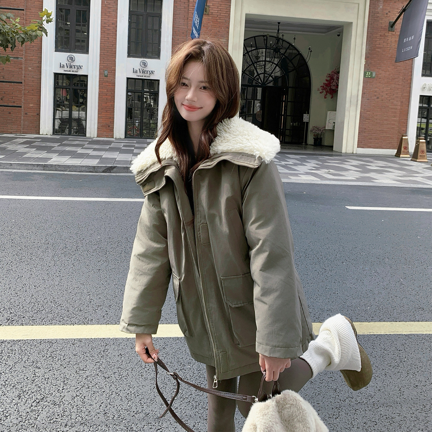 【有货】大毛领工装派克服2D122-2762-P235控348,女装派克服,2D122