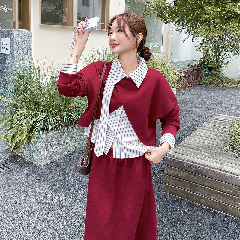 【档口有货】衬衫+卫衣三件套2D122-2704-P175控268,女装套装/套裙,2D122