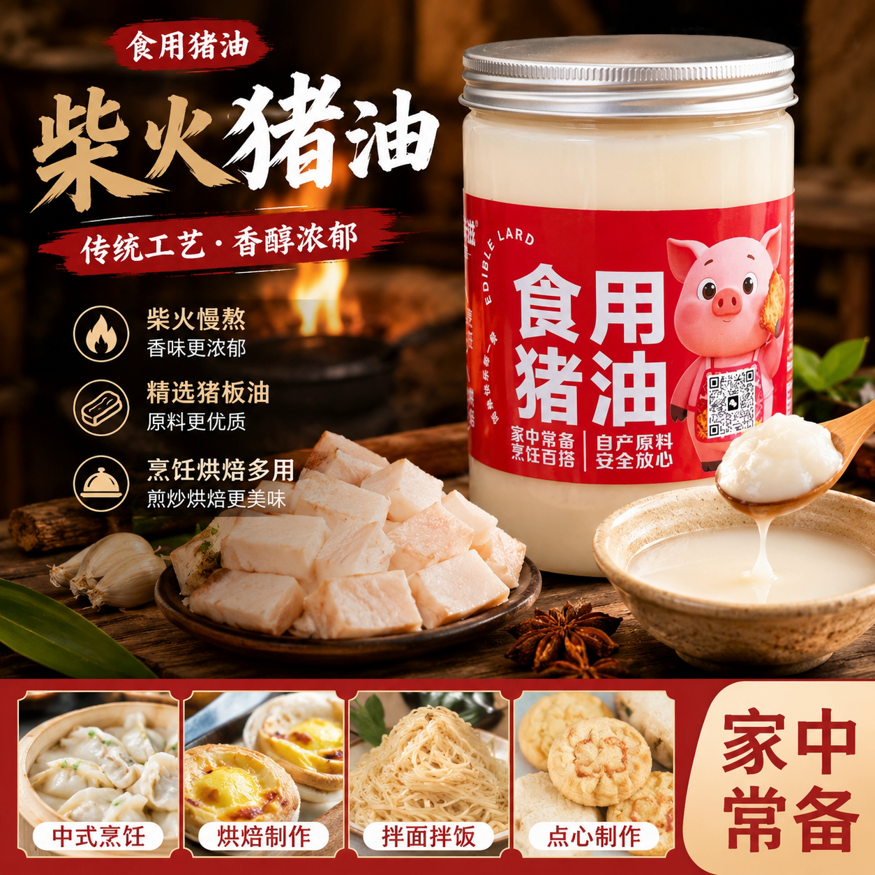 纯正清香猪油家庭食用猪油