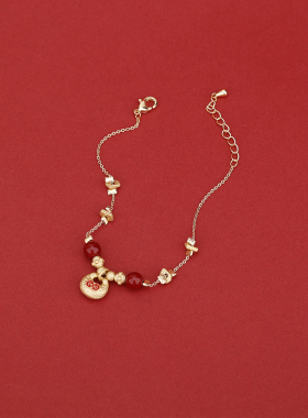 红色福袋手链女气质串珠手环小众