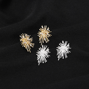 s925银针爆闪烟花耳钉女轻奢气质高级感夸张耳环2024爆款小众设计