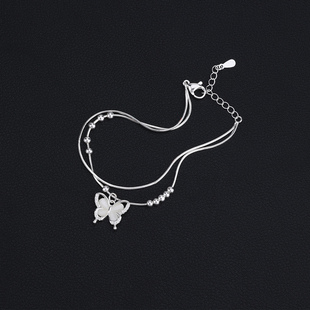 s925纯银双层蝴蝶结猫眼石手链女2025新款潮气质清冷感小众设计感