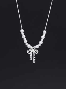 蕾丝蝴蝶结项链女气质温柔锁骨链