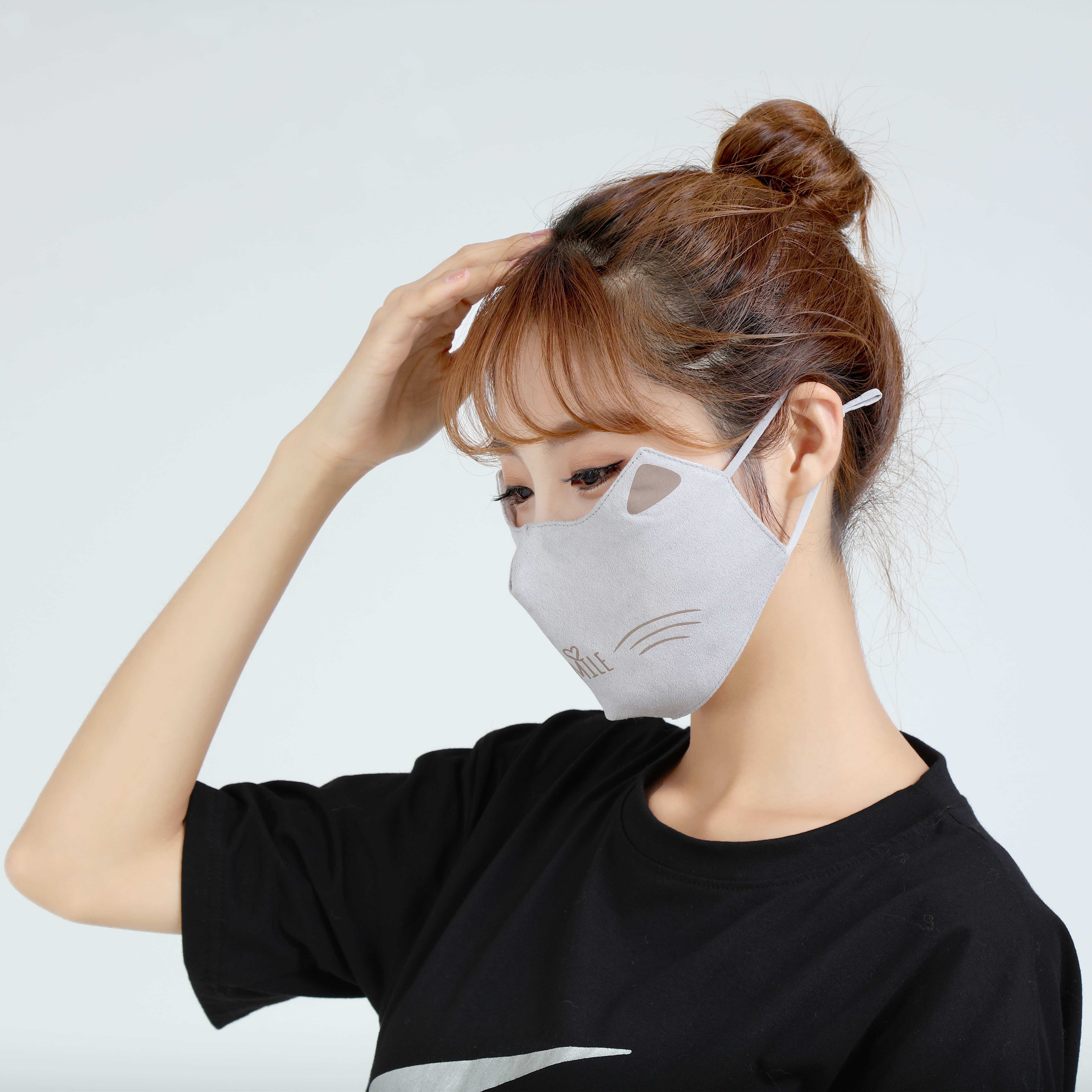 女冬薄棉时尚口罩易呼吸防寒防尘挡风可水洗成人加大护脸透气黑色