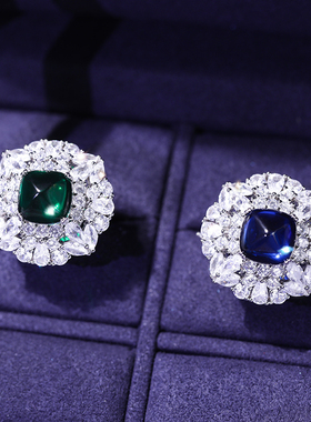 轻奢珠宝纯银皇家祖母绿戒指设计