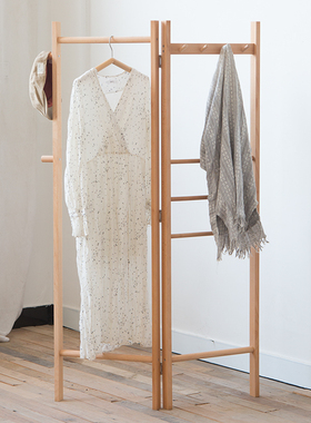 转角挂衣架卧室360度折叠衣帽架榉木简易放衣服角落木质架子家用