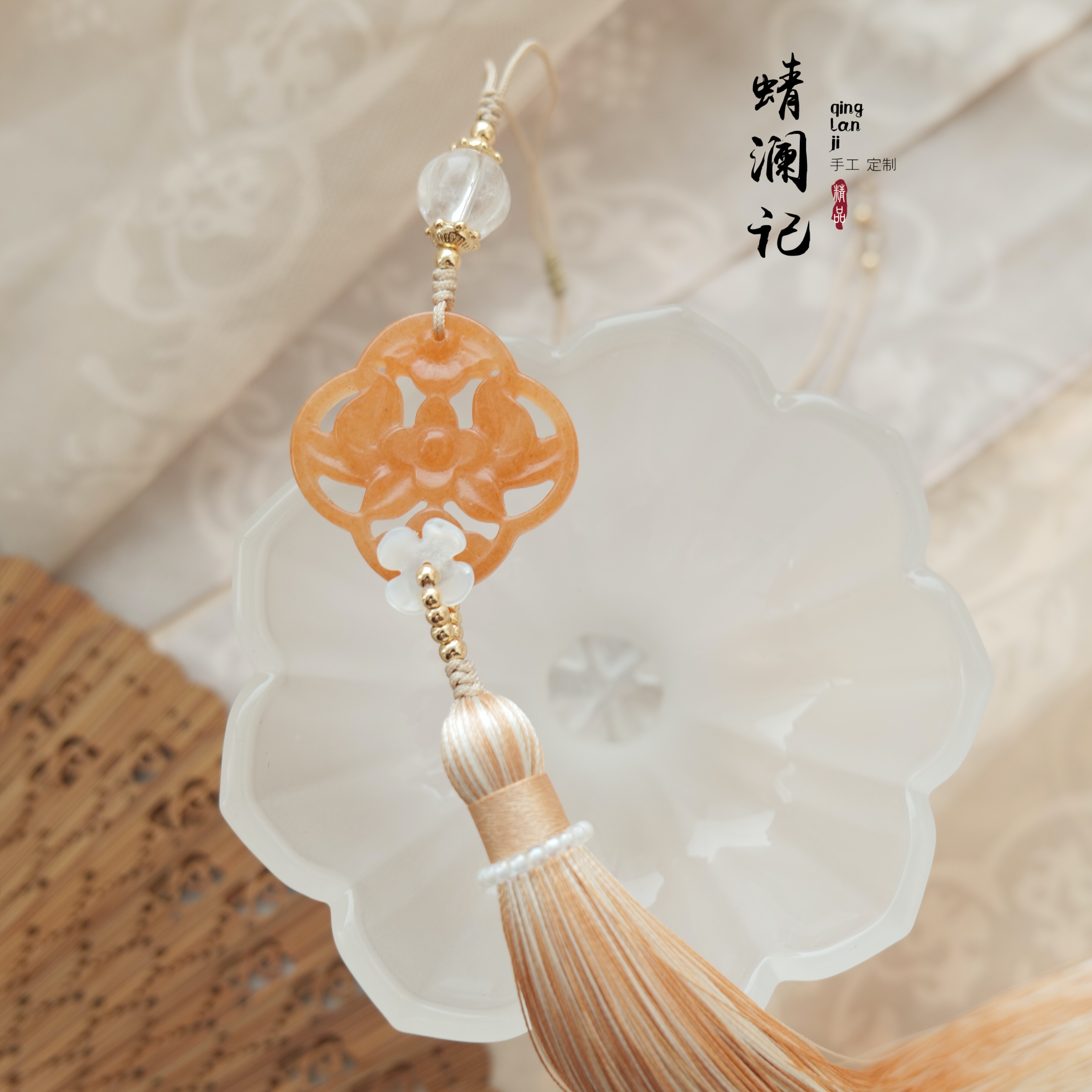桂花酿。原创设计天然金丝玉汉服腰佩扇坠笛坠箫坠古风流苏挂坠
