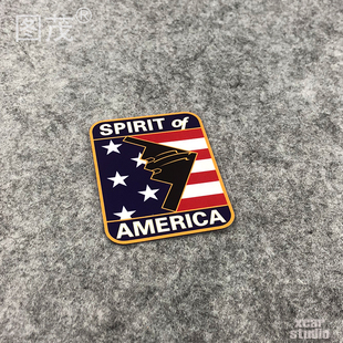 军事类贴纸防水反光美军全球打击轰炸机B2星条旗复合贴 A058