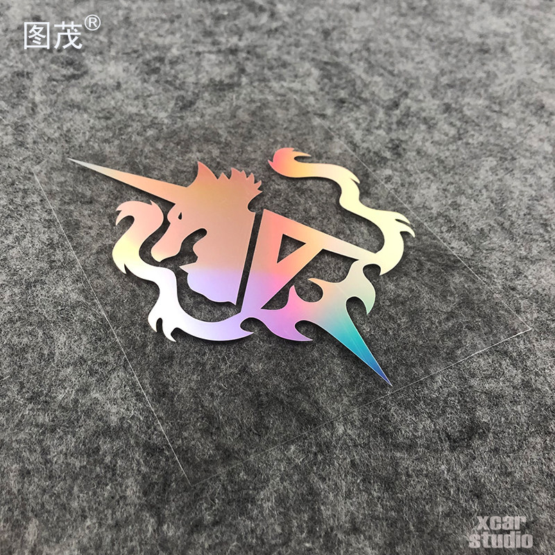 高达独角兽贴纸汽车电动车电脑箱包摩托机车贴反光防水镂空雕刻版