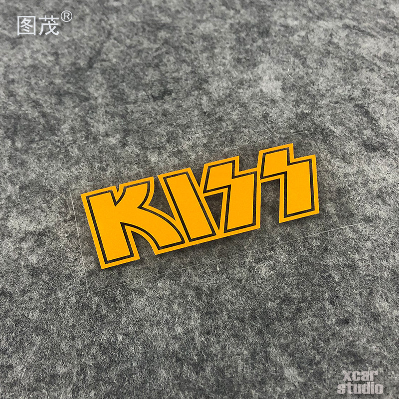 kiss乐队标志贴纸汽车电动车电脑箱包电瓶车贴防水防晒反光镂空版