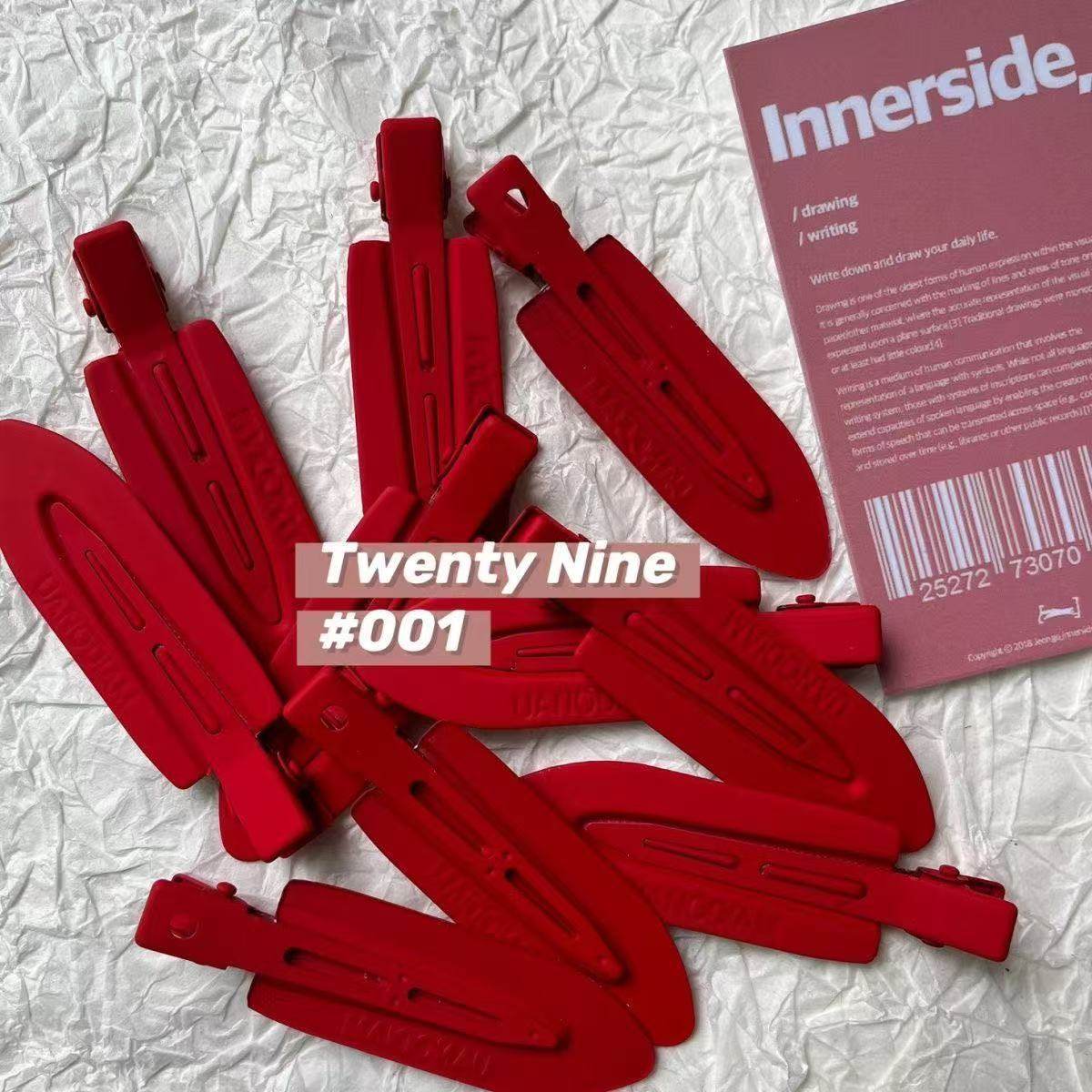 网红深红色无痕发夹侧边夹发饰ins金属J烤漆发卡韩版刘海夹鸭嘴夹